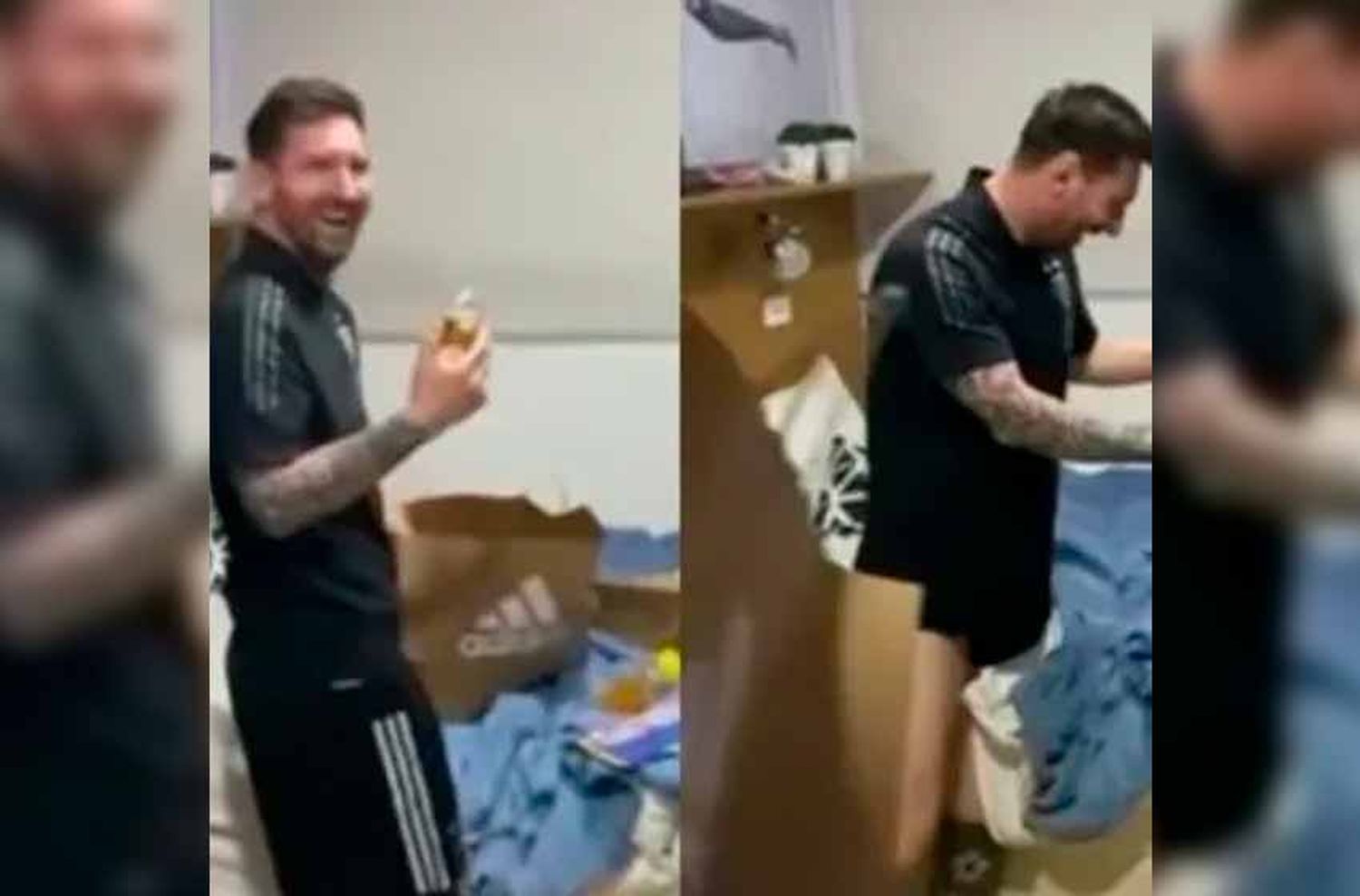 Los jugadores de la Selección sorprendieron a Messi en la habitación y lo llenaron de regalos por su cumpleaños