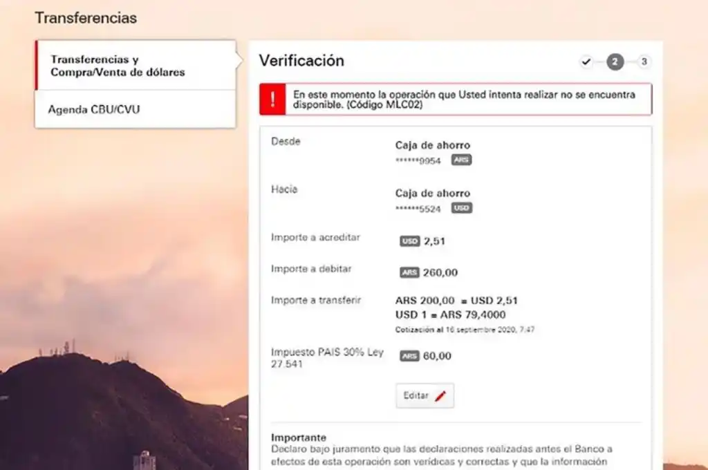 Los bancos suspendieron la venta de dólares través del homebanking