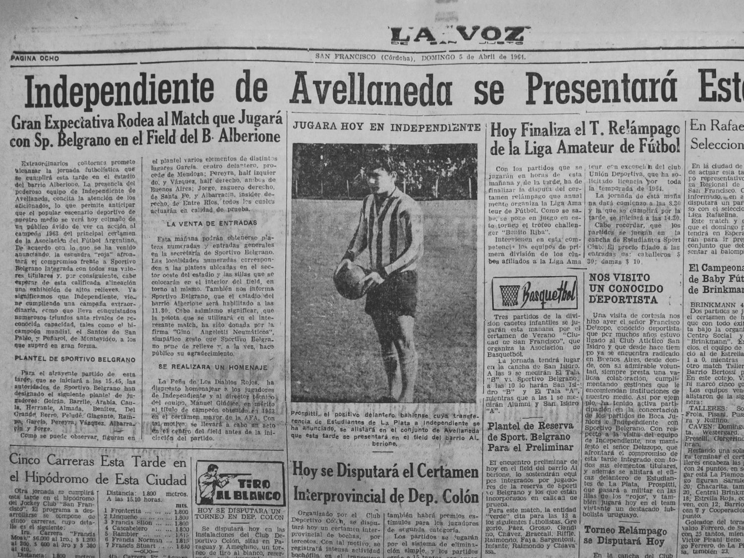 La edición de LA VOZ DE SAN JUSTO del 5 de abril de 1954 (Archivo / La Voz de San Justo)