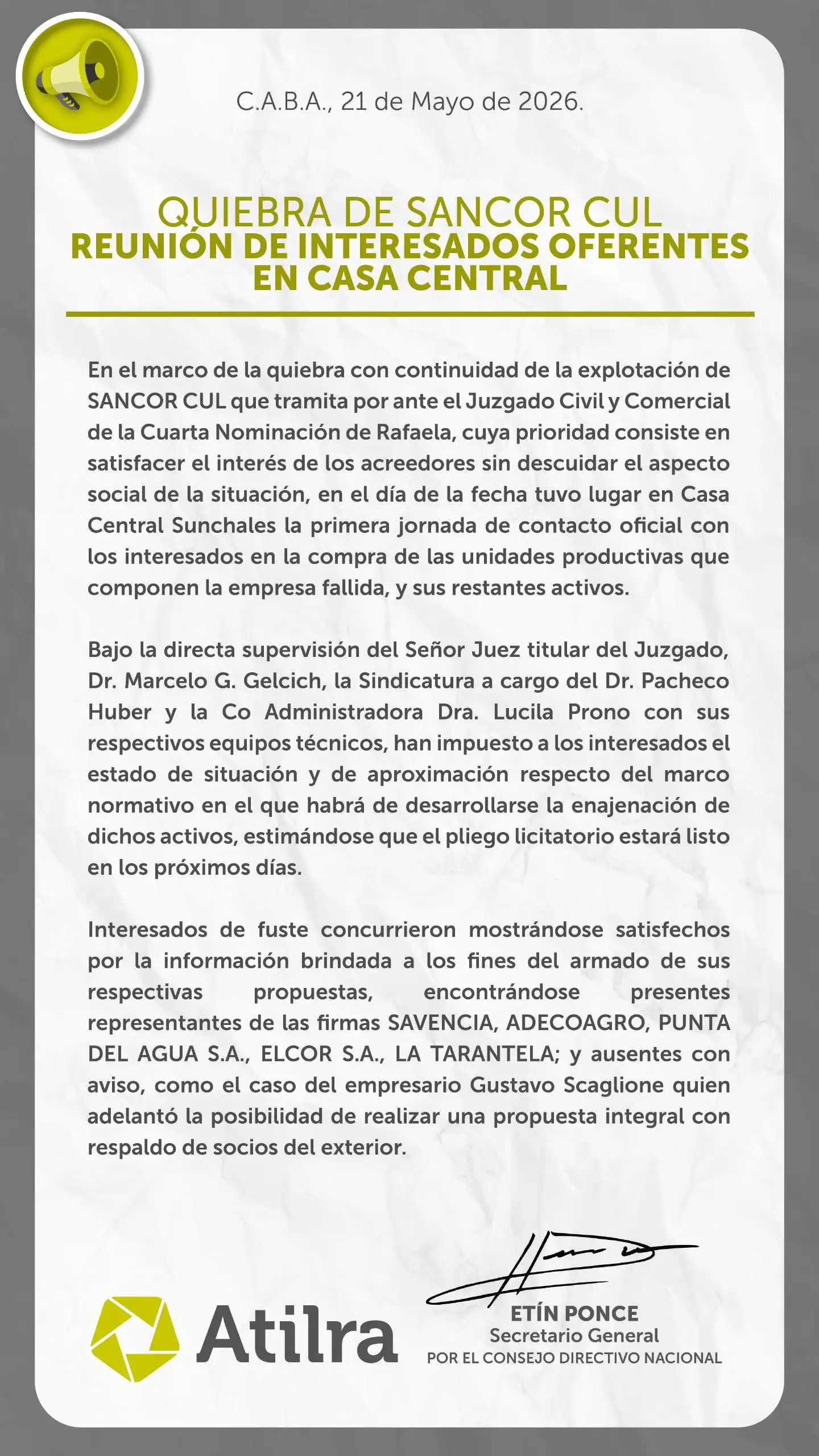 comunicado sancor