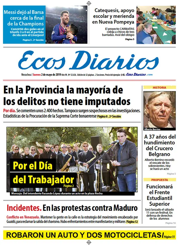 Tapa del 2 de mayo de 2019