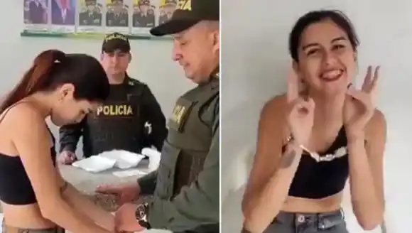 QUEDÓ CAPTADO: se burló de la policía mientras la arrestaban en Santander (+VIDEO)