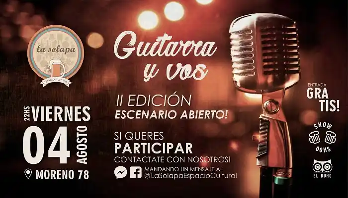 Esta noche: "Tu guitarra y vos", escenario abierto en La Solapa 