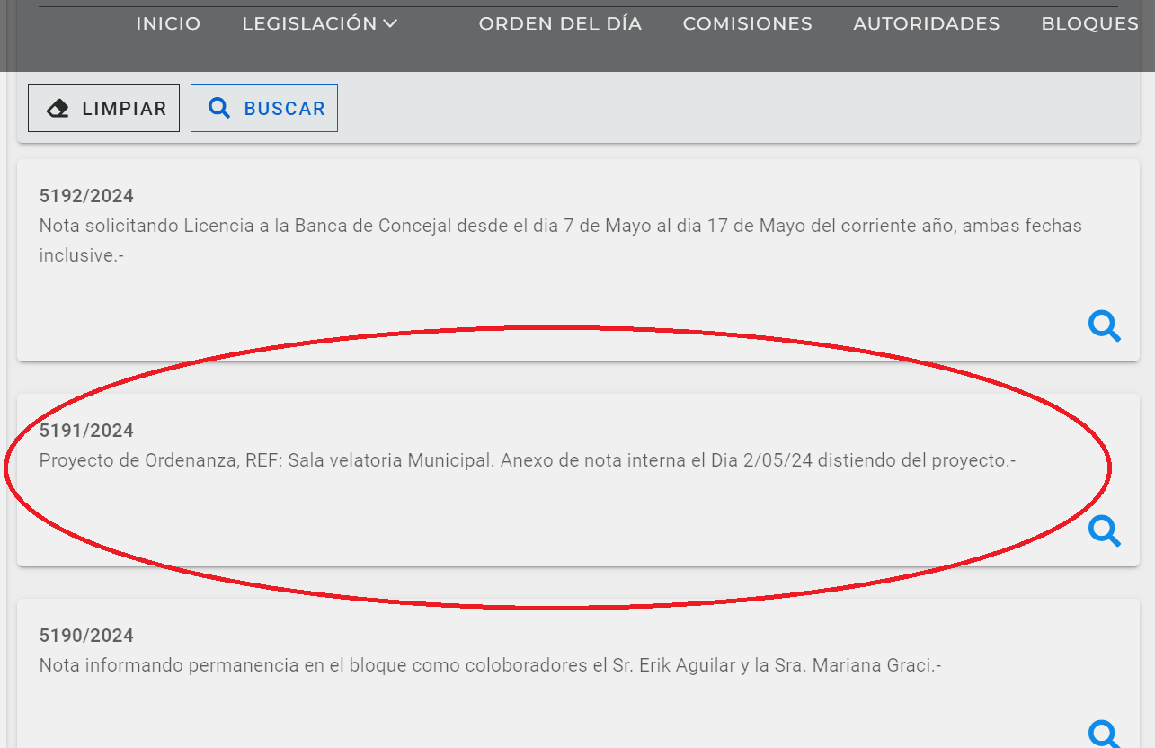 Finalmente, este martes apareció el expediente en la web del Concejo.