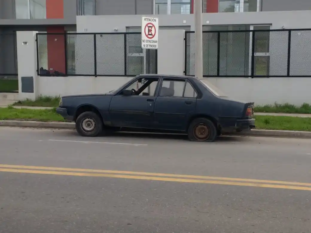Automóvil estacionado en Pujol al 500 en estado de abandono 