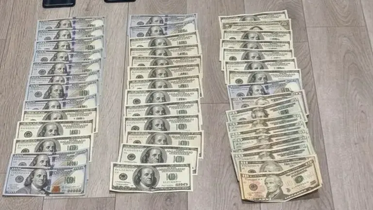 Secuestro de dólares, celulares y demás elementos en el operativo realizado hoy por la Policía, en Lobería