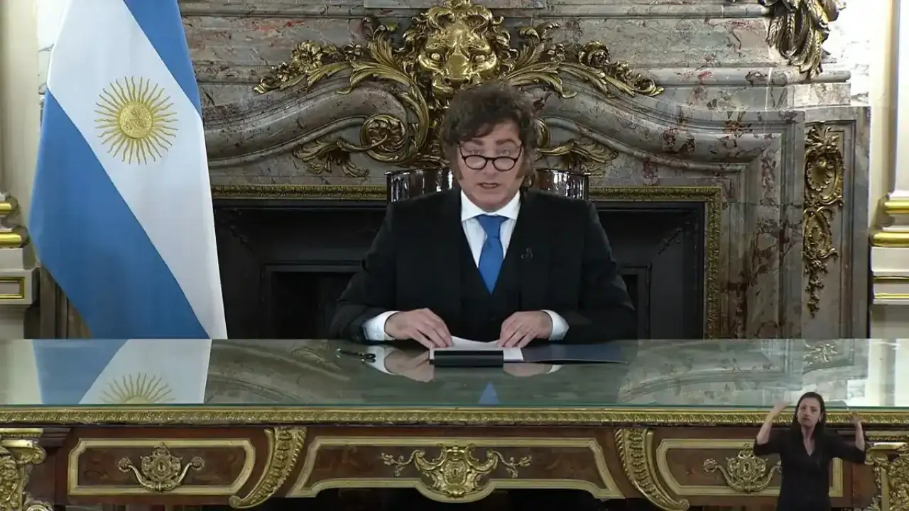 Javier Milei, en su discurso por cadena nacional