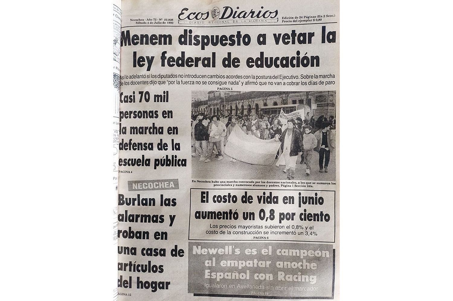 Sábado 4 de Julio de 1992