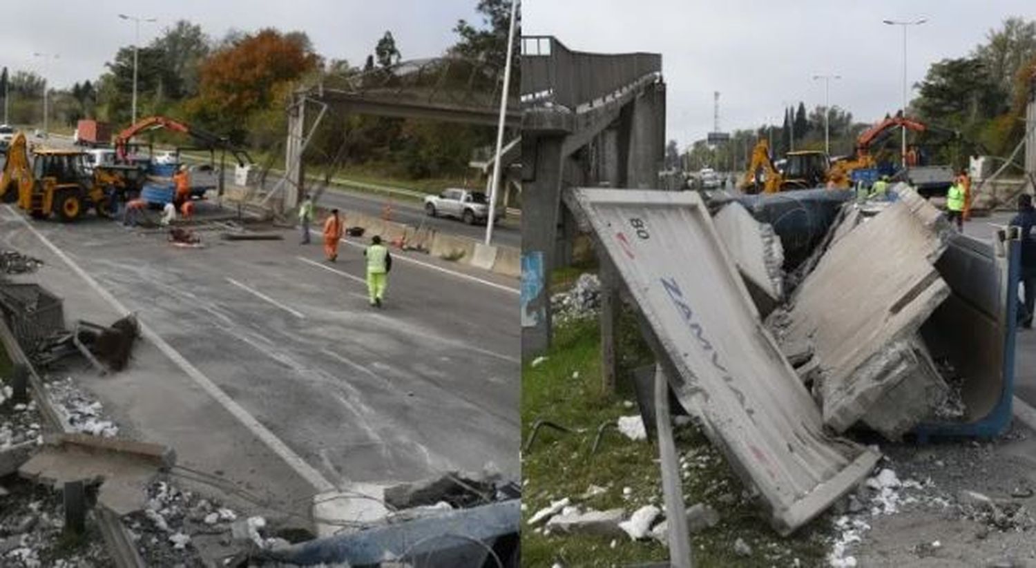 Autopista Panamericana: camión chocó un puente peatonal y así lo derrumbó