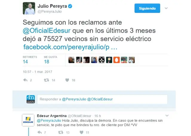 Insólita respuesta de Edesur a un Intendente por los cortes de luz