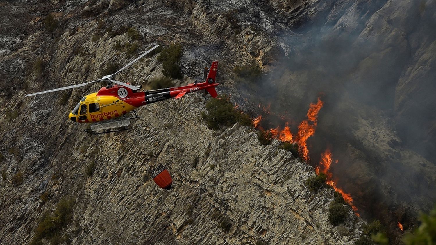 España: por un incendio forestal evacuan a más de tres mil personas en un parque de diversiones