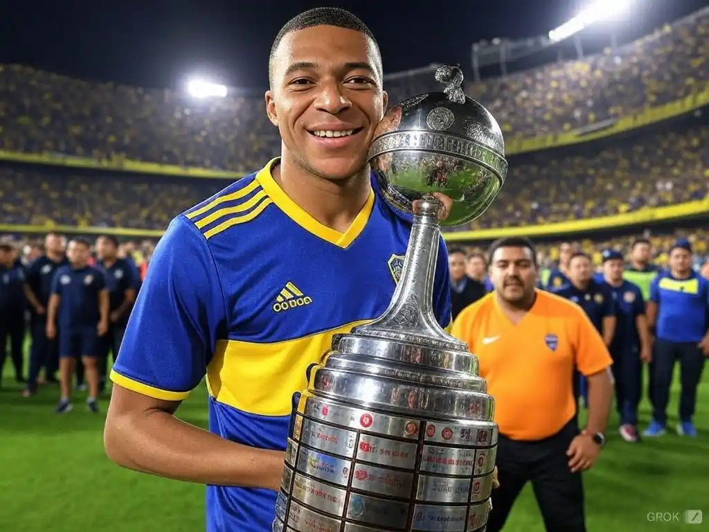 Killian Mbappe ganando la Libertadores con Boca