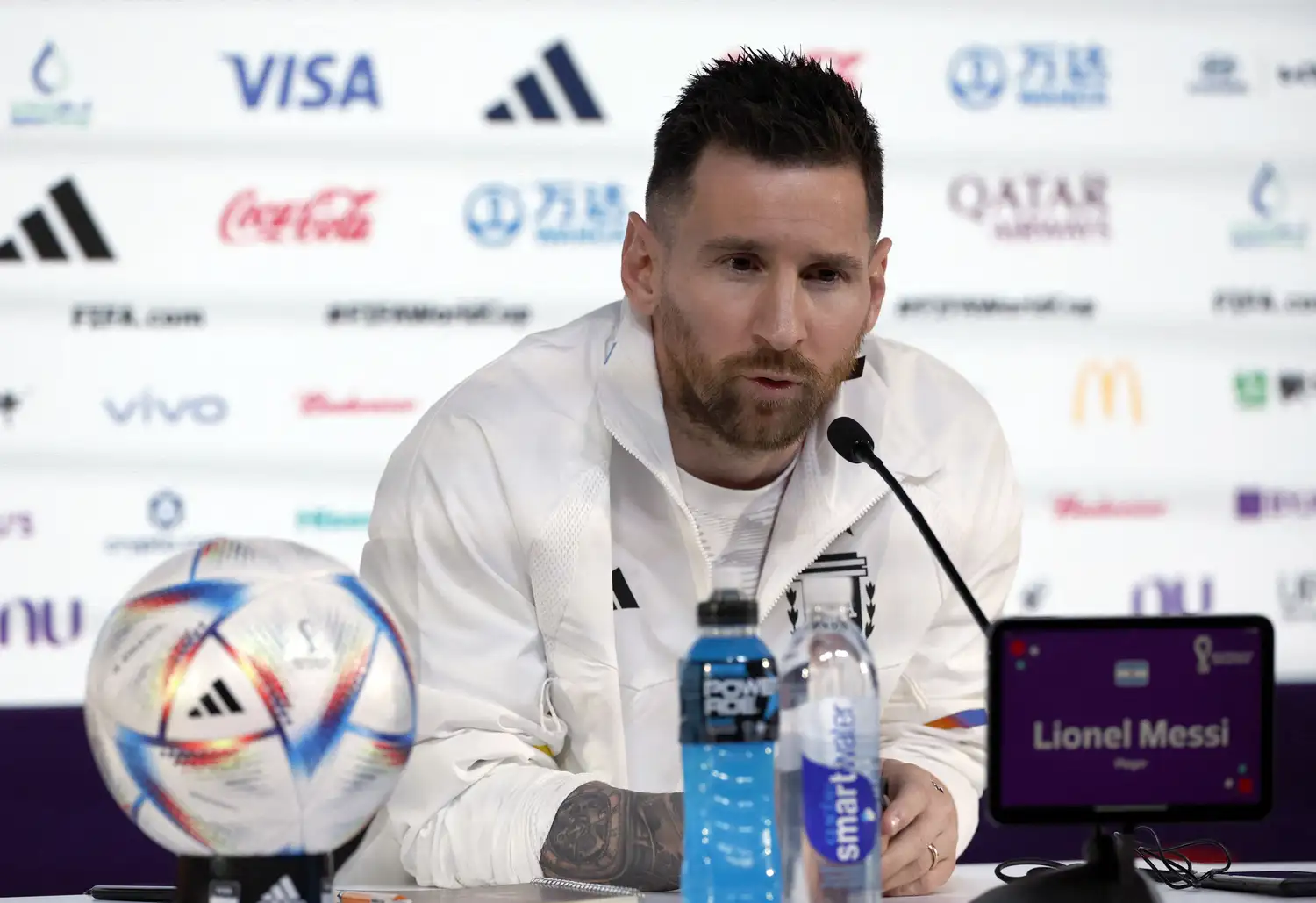 Messi, en la atención a la prensa.