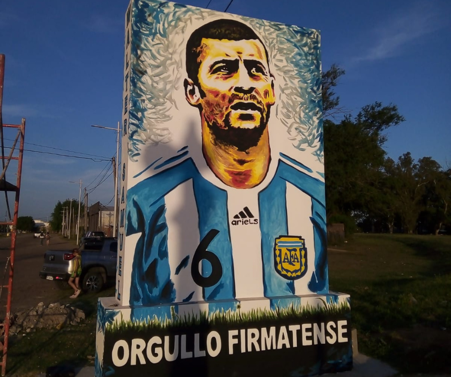 Un mural para “El Muro”: la obra que pintaron en Firmat en homenaje a Walter Samuel