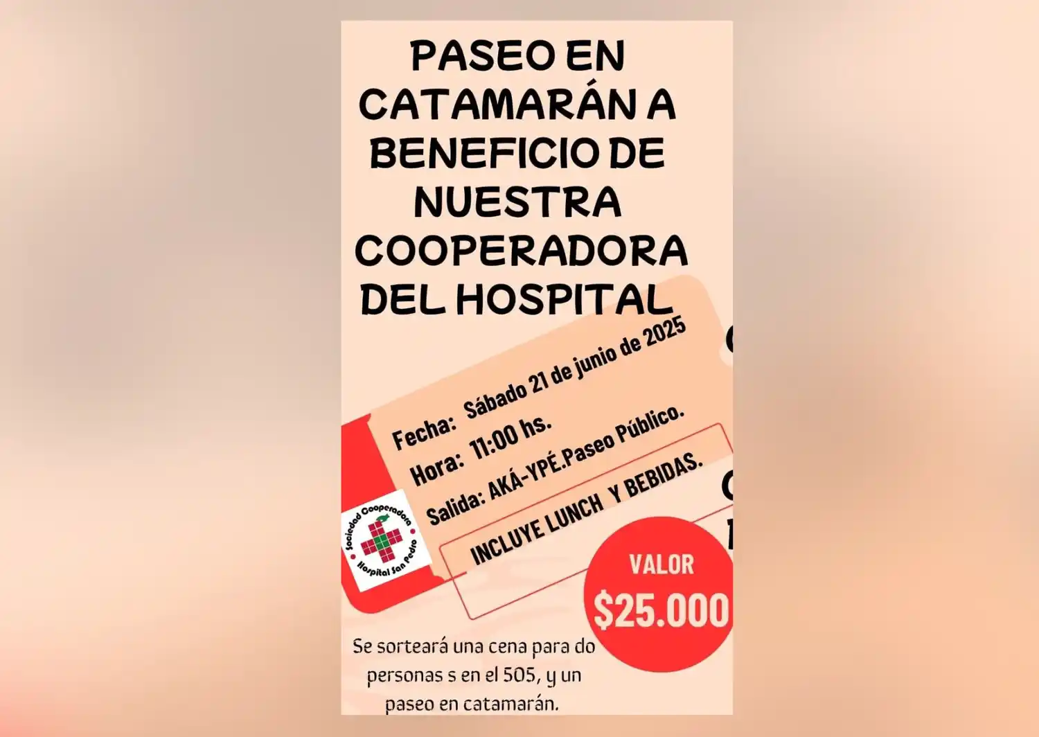 Paseo en catamarán a beneficio de la cooperadora del Hospital