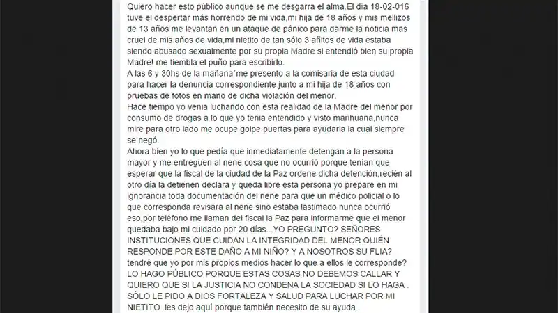 Madre habría abusado de su hijo de 3 años: Lo denunció la abuela