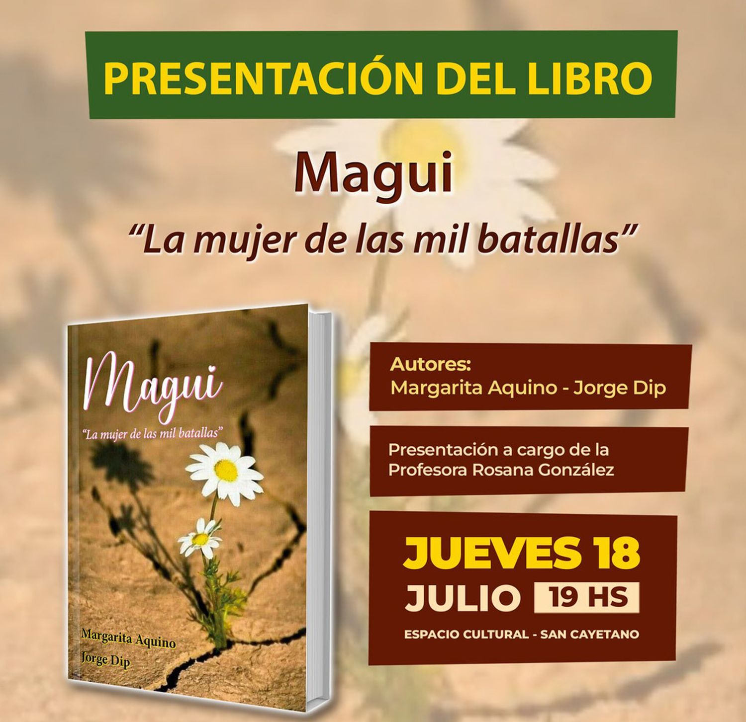 Folleto. Para divulgar la presentación de la obra