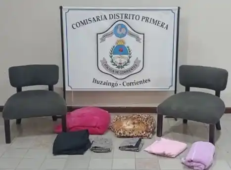 Recuperaron sillones, sábanas, cortinas y toallas que un hombre se robó de un motel en Corrientes
