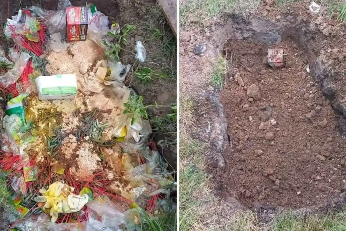 Parte del proceso de destrucción de la pirotecnia.