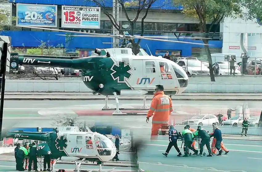 Trasladaron a un paciente en helicóptero y aterrizaron en el medio de Pellegrini
