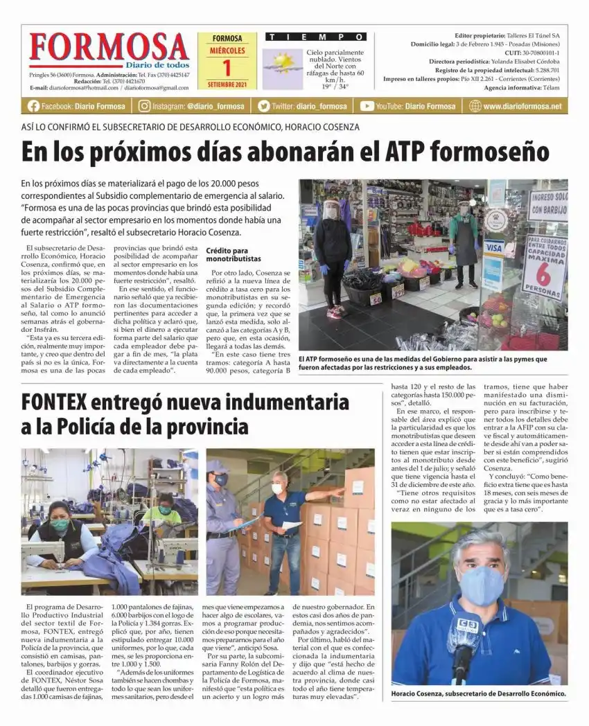 Tapa y Contratapa 1 de septiembre de 2021