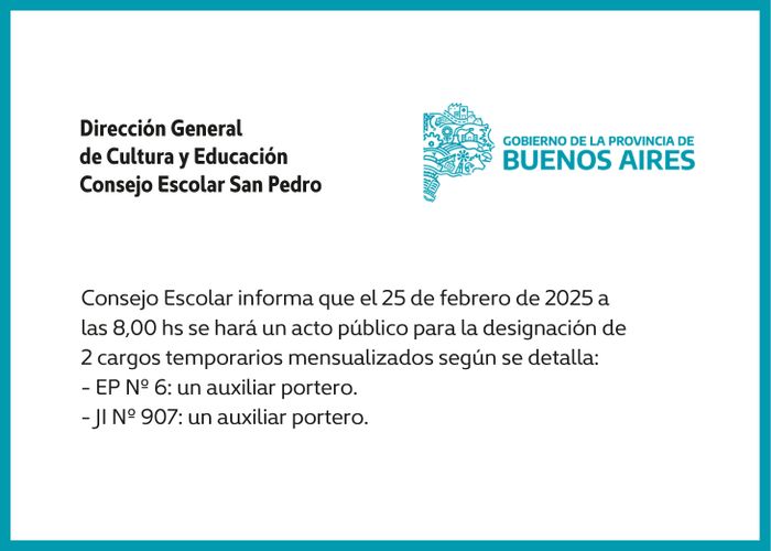Designacion de dos cargos - Consejo Escolar