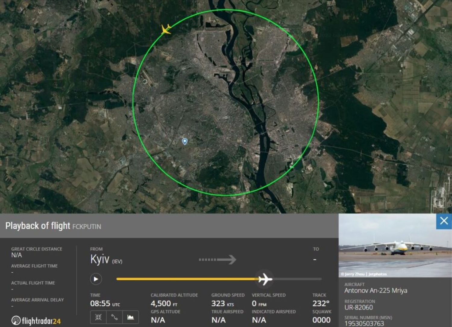 Antonov 225 comes back as a «ghost» on flight trackers with a message for Putin