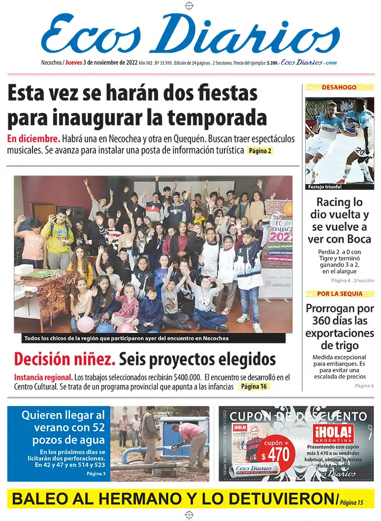 Tapa del 3 de noviembre de 2022