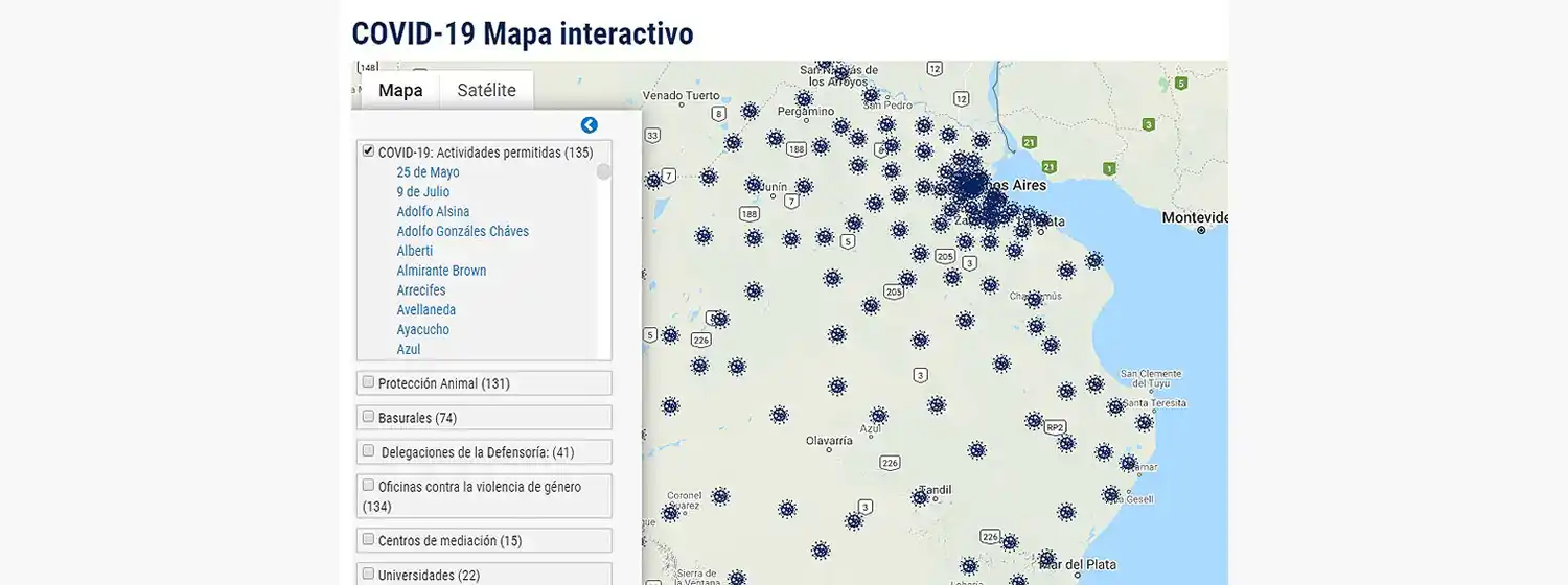 Crean un mapa interactivo con las actividades autorizadas en cada municipio