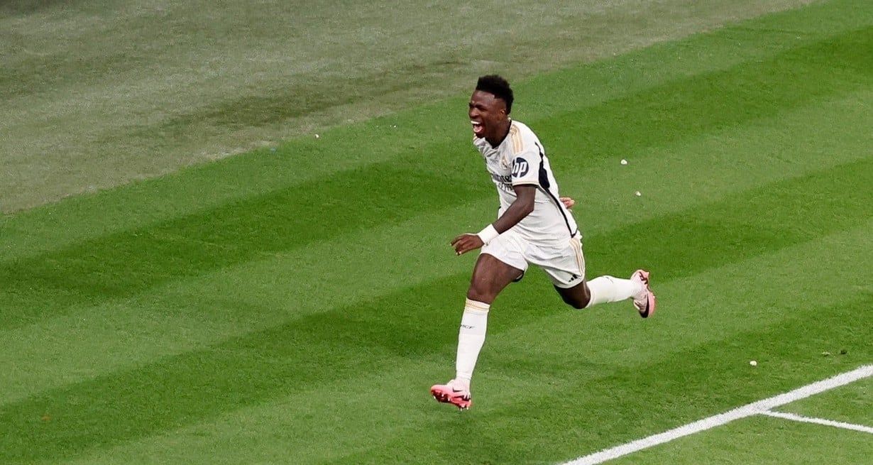 Vinicius Junior festejando su gol, que sentenció el encuentro. Crédito: Claudia Greco/Reuters