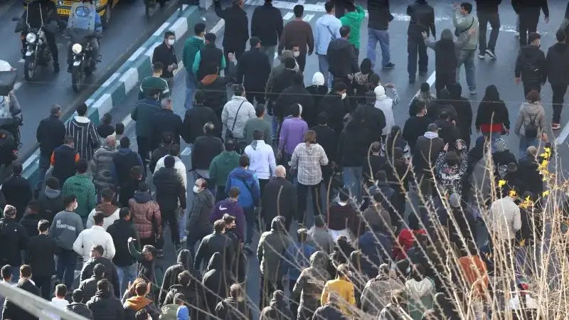 Protesters march in downtown Tehran, Iran, Dec. 29, 2025. (Fars News Agency via AP, File)