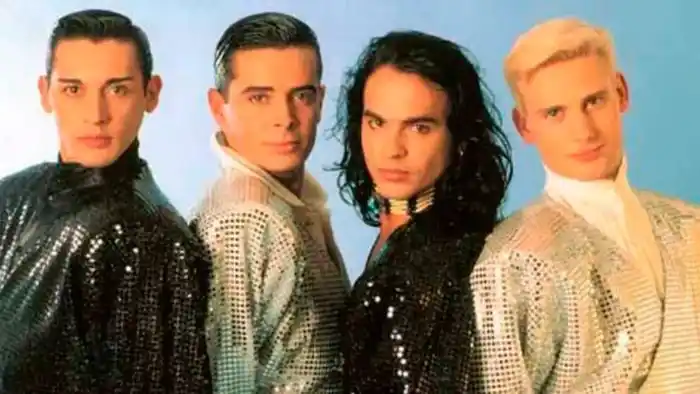 Manolo Arjona, Francesc Picas, Carlos Armas y Santos Blanco de la primera formación de Loco Mía. Foto cortesía Infobae
