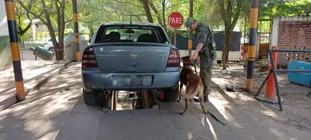 En el sector trasero del vehículo los gendarmes hallaron un doble fondo