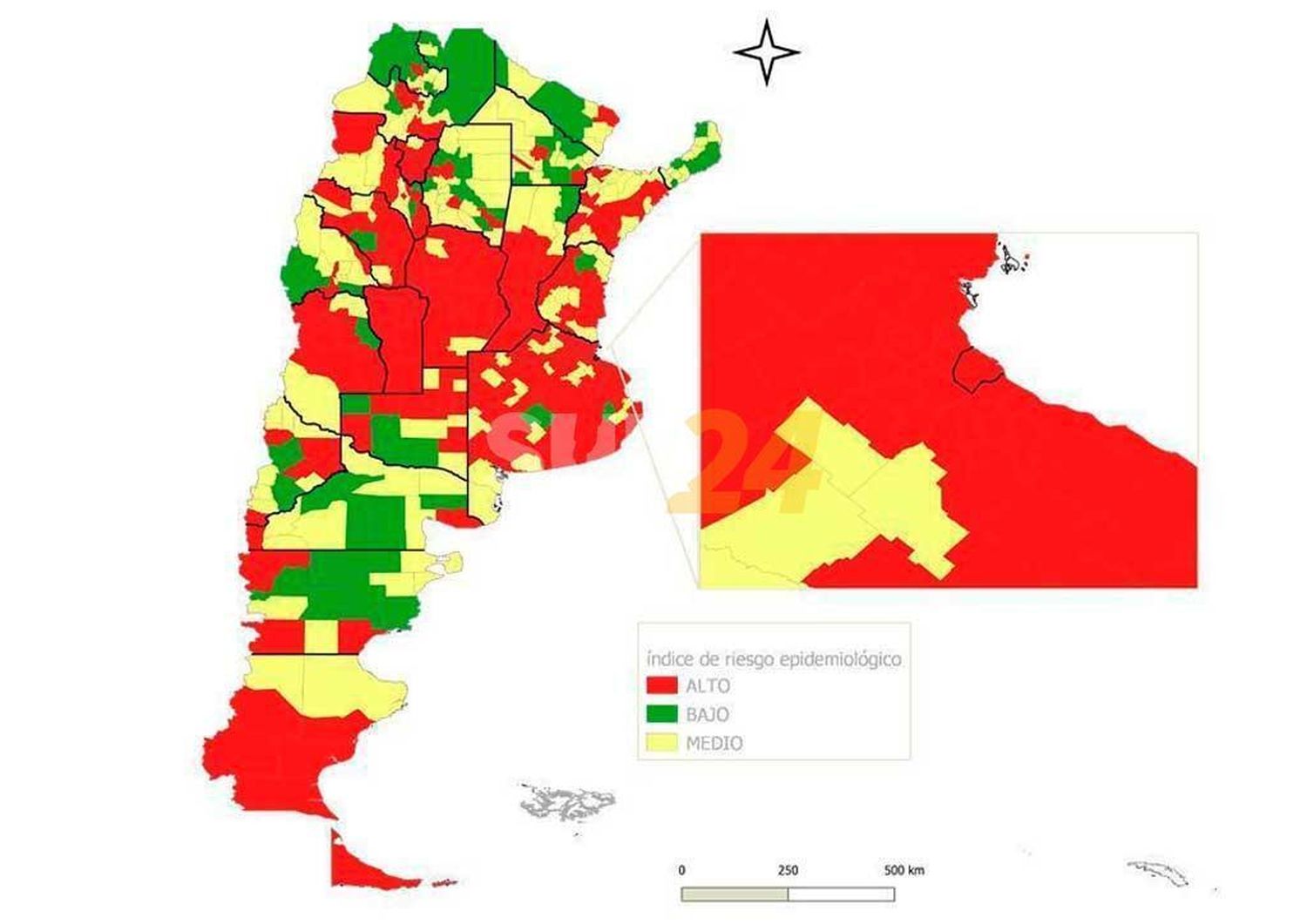 General López, dentro del mapa de riesgo epidemiológico a nivel país