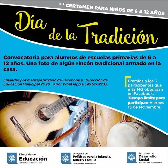 Convocatoria por el Día de la Tradición, para niños y niñas 