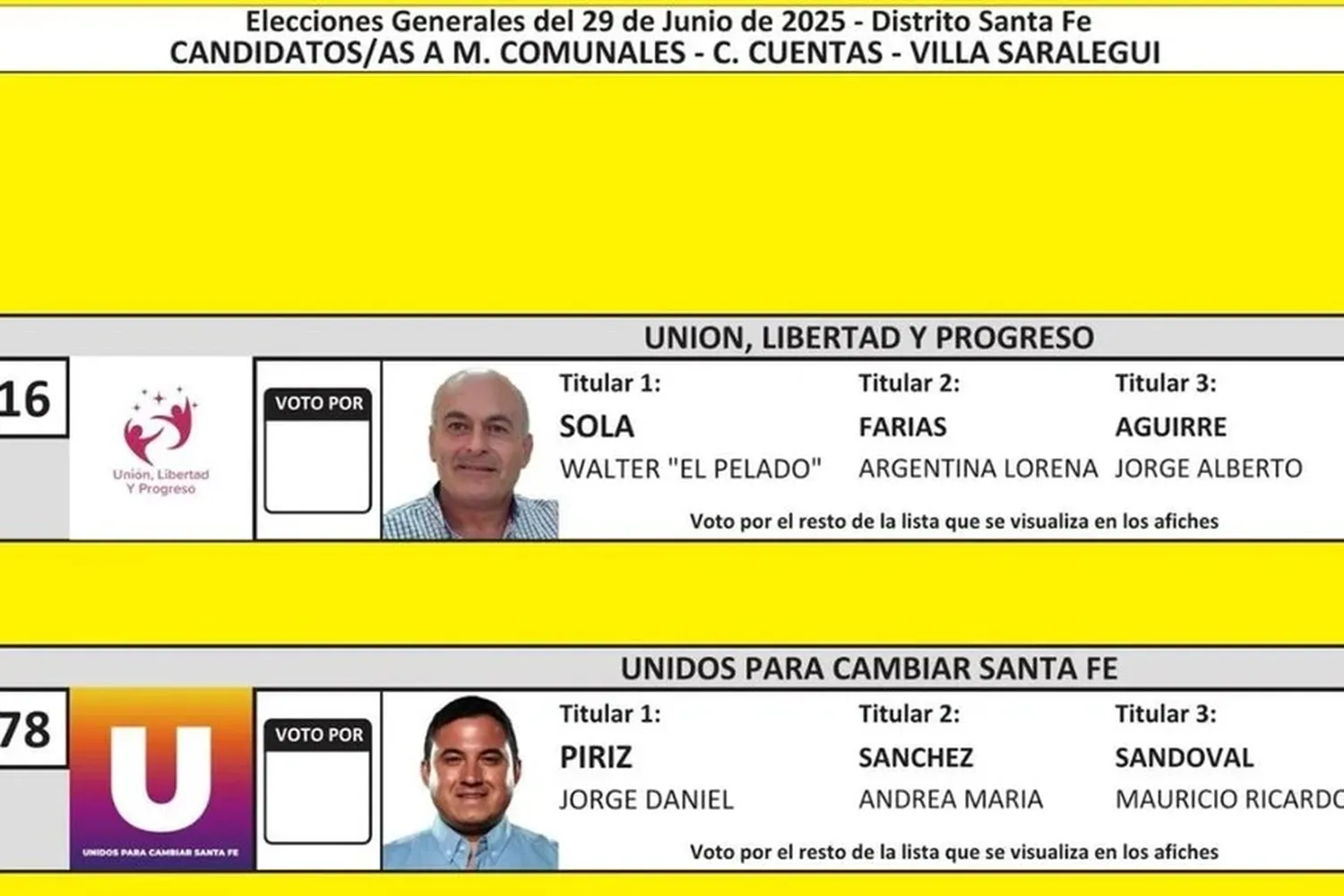 Candidatos Villa Saralegui.