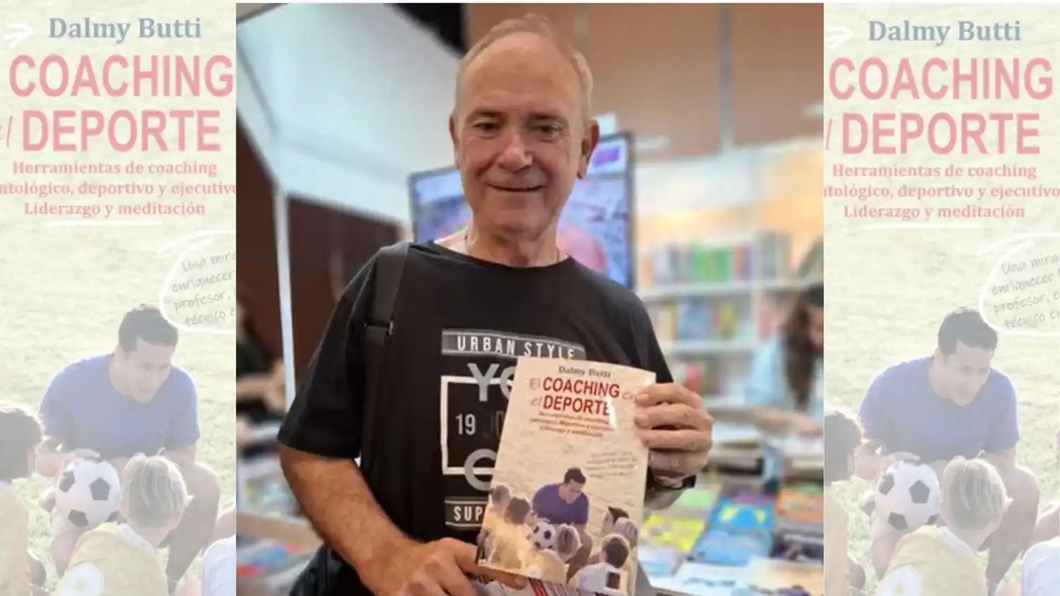 Dalmy Butti en la Feria del Libro. En el stand de Editorial Stadium estaba exhibido su libro "El coaching en el deporte".