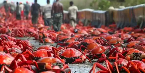 La isla de Navidad se cubre de rojo: impactante migración masiva de cangrejos
