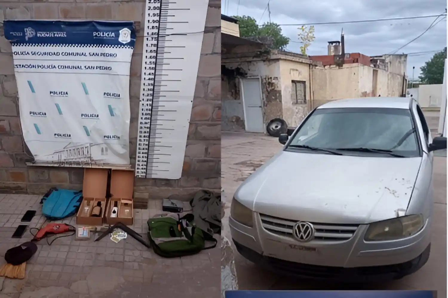 Los elementos y el auto secuestrados.