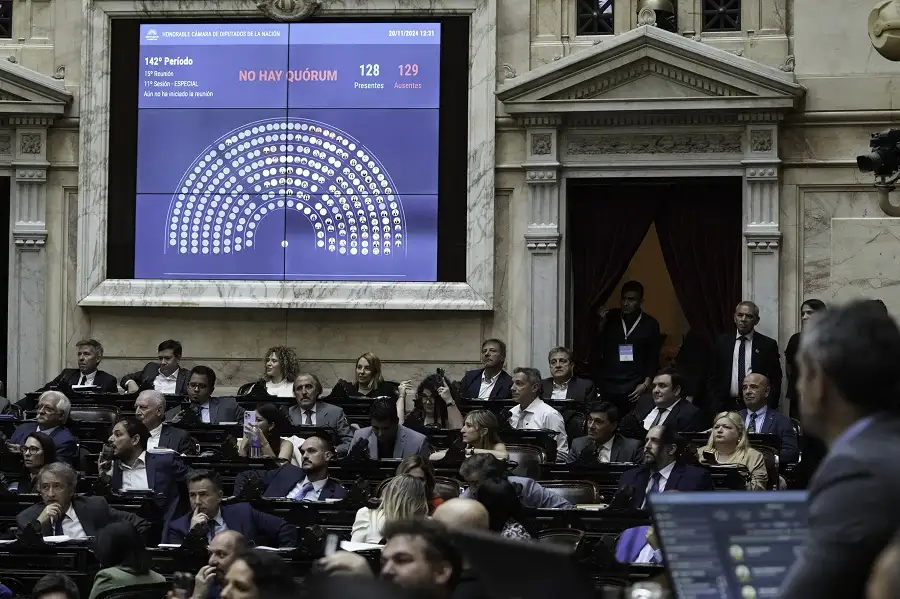 La Cámara de Diputados no reunió el quórum de 129 legisladores necesario para sesionar.