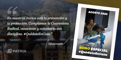 Régimen comienza entrega del bono «quédate en casa»