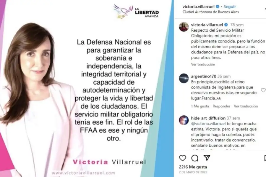 La candidata a vicepresidenta Victoria Villarruel recientemente propuso la reinstauración del Servicio Militar Obligatorio en Argentina