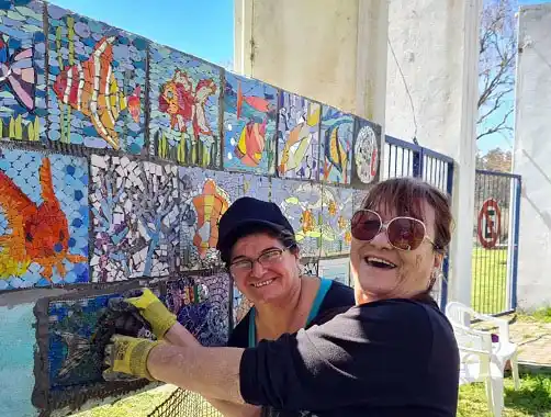Estación de Piscicultura: se instaló un mural colectivo