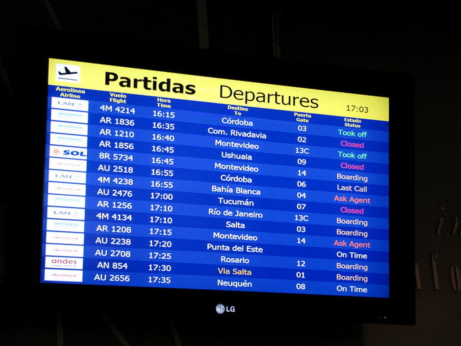 Buenos registros de puntualidad de Aerolíneas y LAN durante las vacaciones de invierno