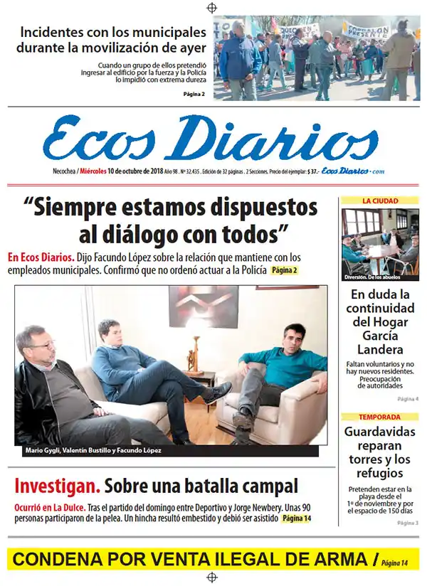 Tapa del 10 de octubre de 2018