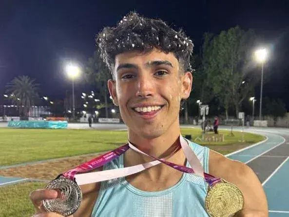 Tomi Mondino ganó medalla de plata en los 200m llanos en el Sudamericano U23. Foto:Redes