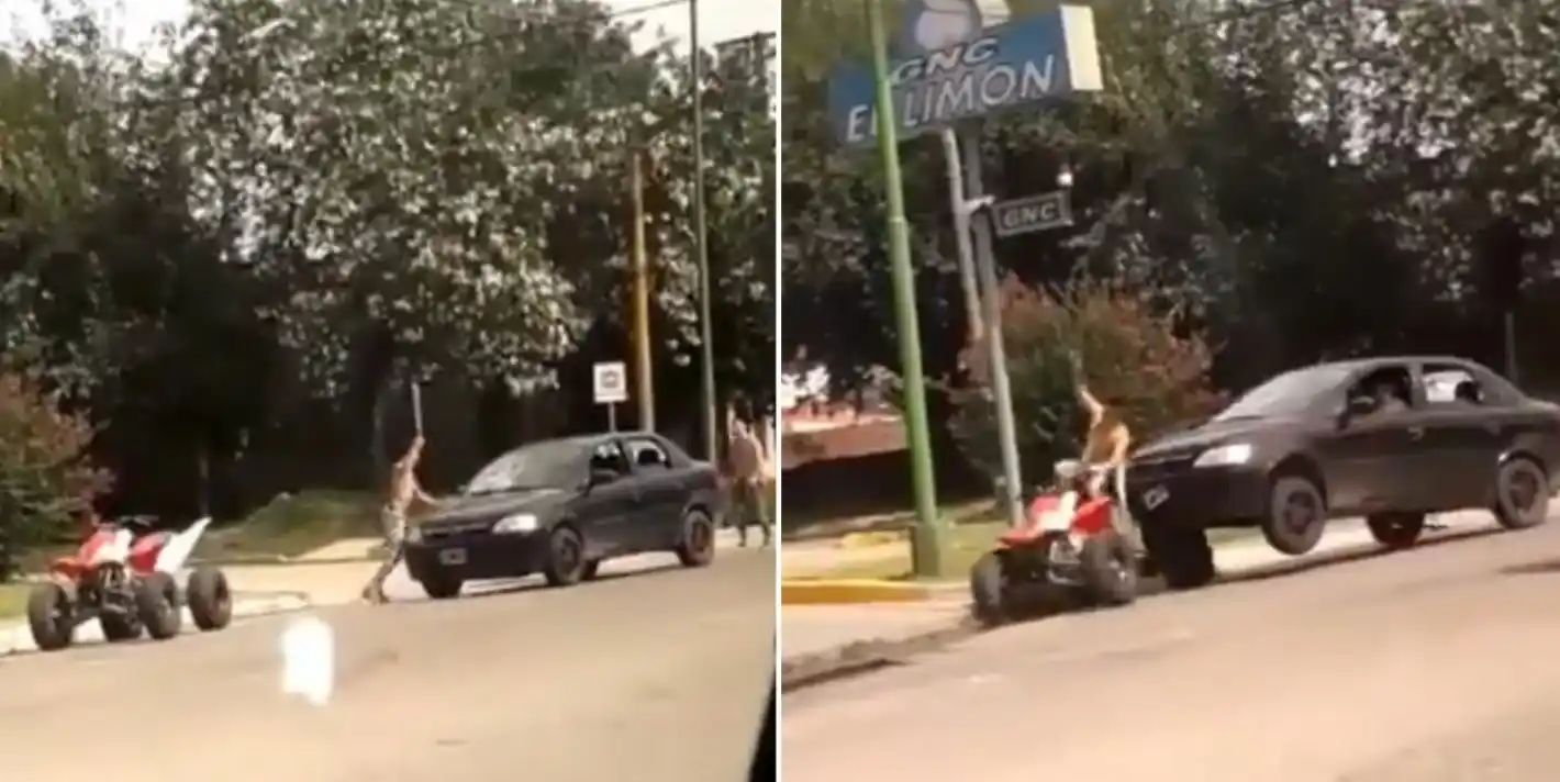 Brutal pelea callejera que incluyó machetes, palos y choques a propósito