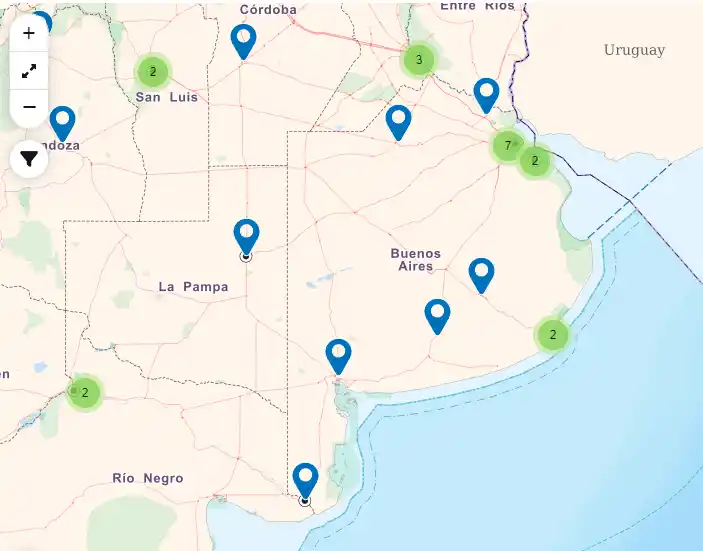 Las Agencias Territoriales en el territorio de la Provincia de Buenos Aires.