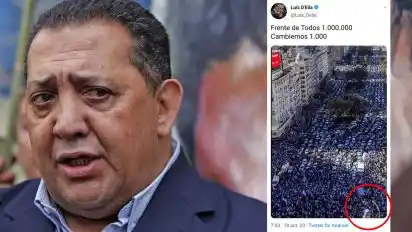 Insólito: Luis D'Elía elogió la marcha peronista con una foto del banderazo opositor y estallaron los memes