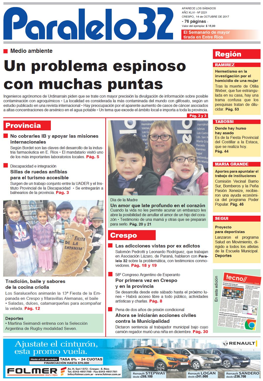 Tapa de Paralelo 32 edición Crespo